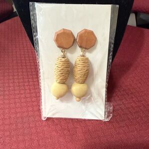 Handcrafted Natural Toned Drop Earrings - Beige & Tan